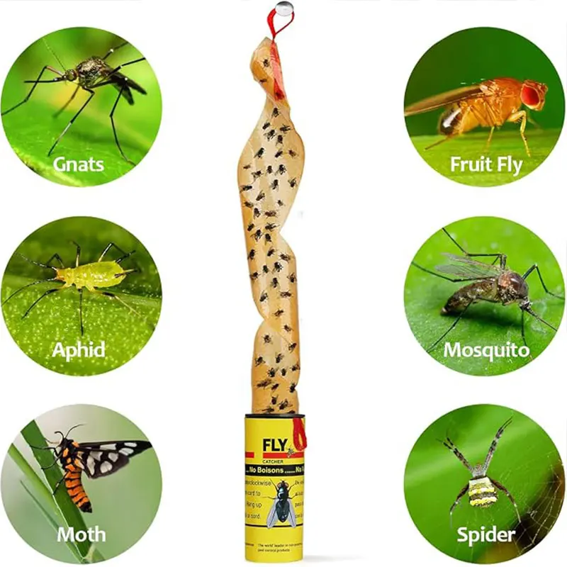 Fly Paper Strips - Safe, Harmless, Powerful Glue for Effective Insect Trapping (4-Pack)