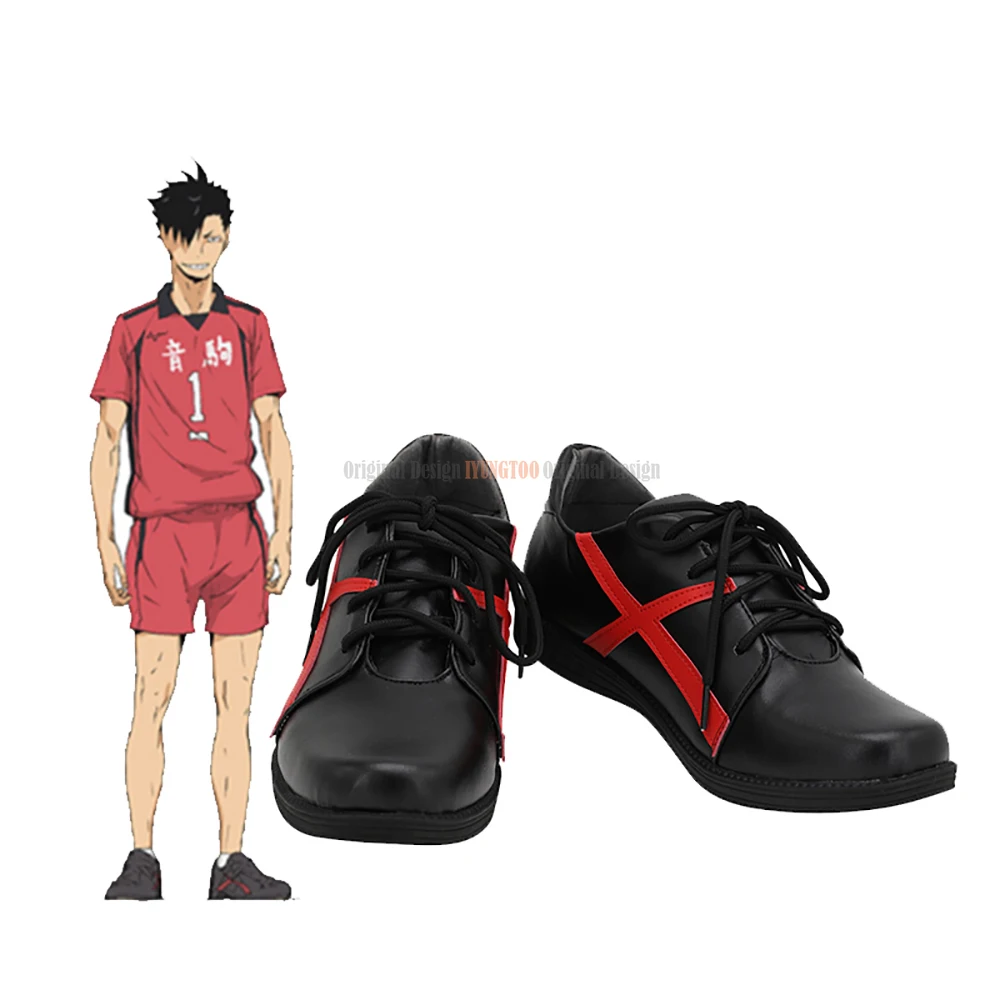 

Haikyuu!! Tetsurou Kuroo Cosplay Shoes Black Leather Boots Custom Made Any Size