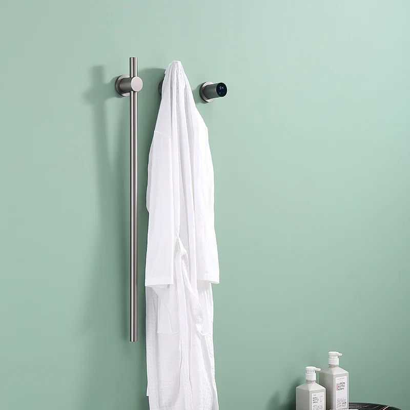 Carbon Fiber Vertical Electric Heated Towel Rack electric towel rack YCRAYS Hidden Black Bathroom Bath Gray Dryer Rail Warmer Wifi Touch Control