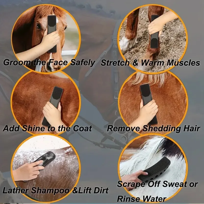 Horse Gear 6-in-1 Horse Brush and Dog Grooming Bathing Massage Hair Removal Brush and Dog Grooming Bathing Bru