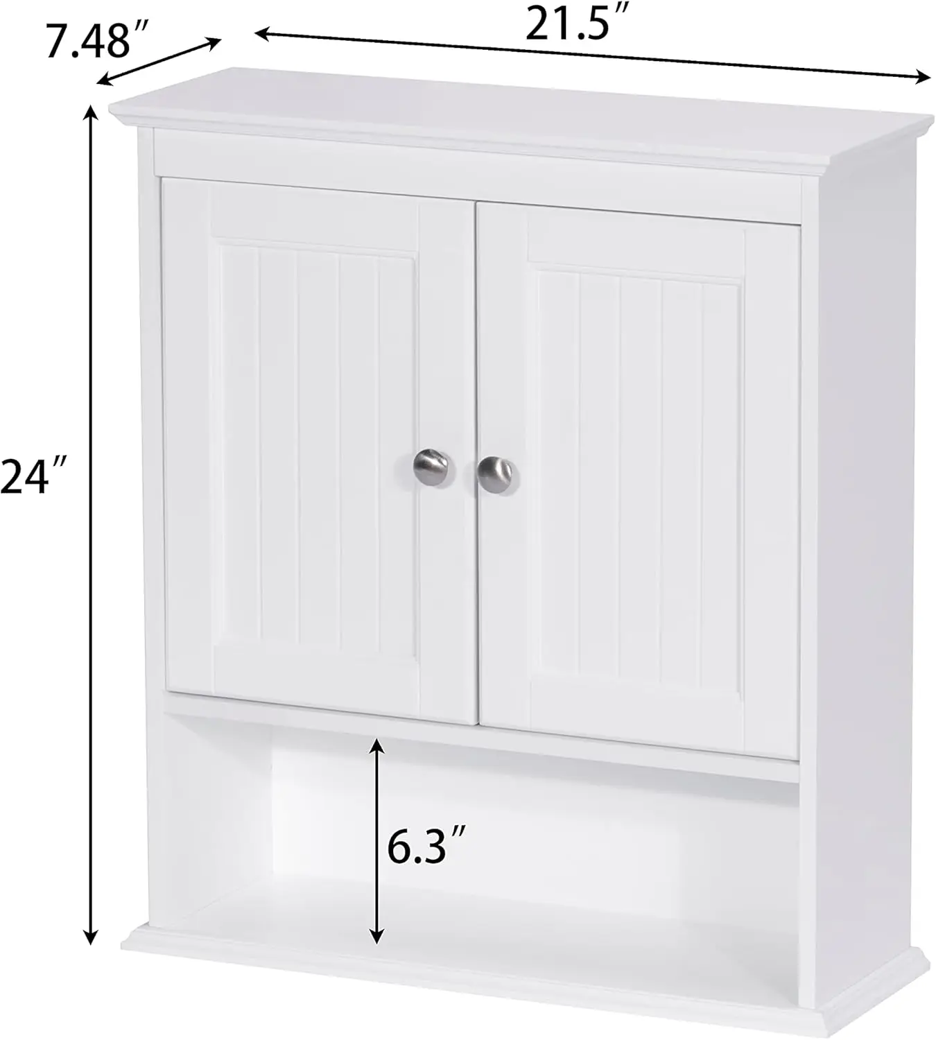 Bathroom Cabinet Wall Mounted with Doors, Wood Hanging Cabinet with Doors & Shelves Over The Toilet,Bathroom Wall Cabinet White 3