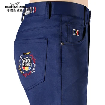 1Bruce&Shark Pantaloni da uomo autunnali Pantaloni classici da lavoro elasticizzati a vita media Pantaloni invernali da uomo dritti con ricamo alla moda 1