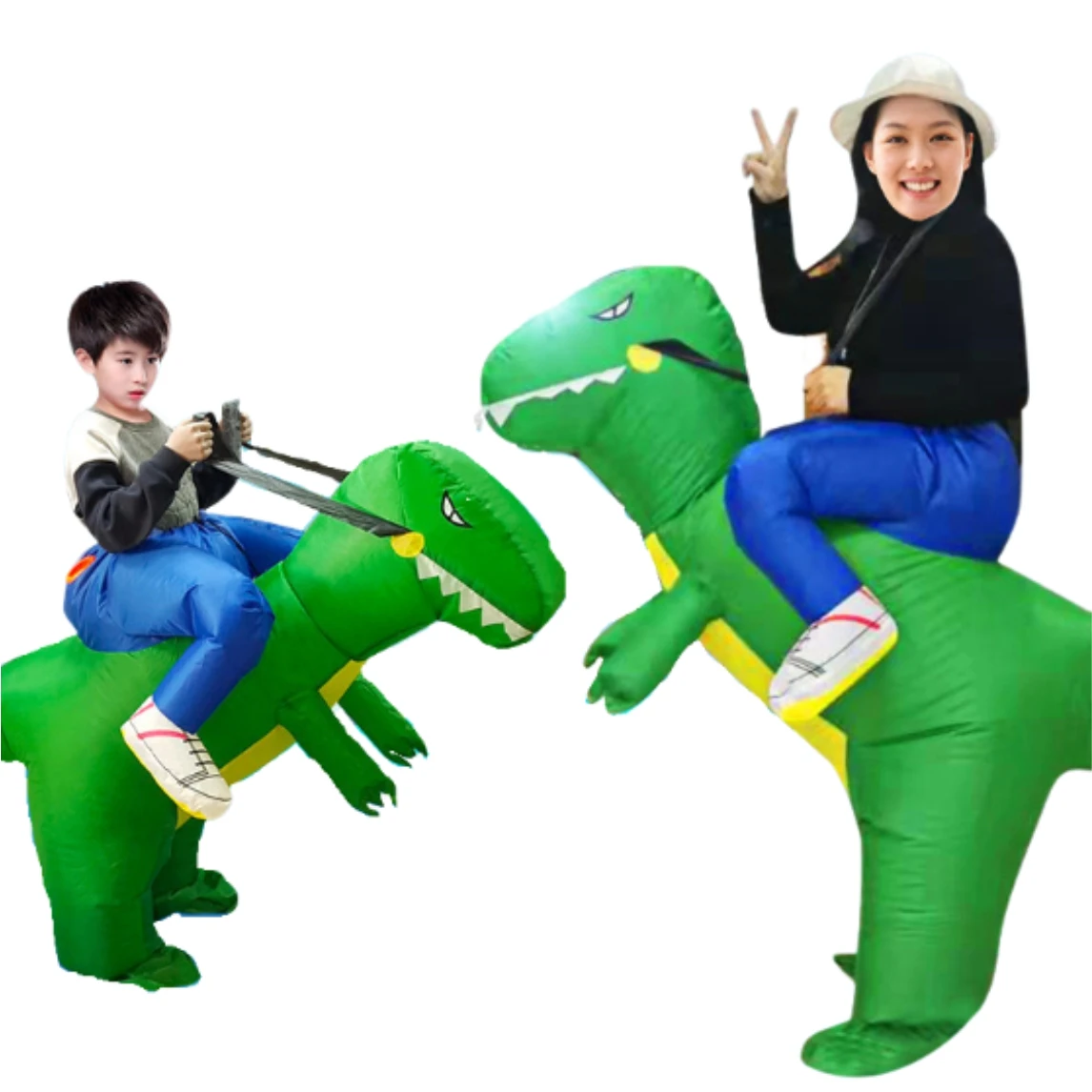 Boys-Girls-Inflatable-Green-Dinosaur-Cosplay-Costume-for-Adult-Child ...
