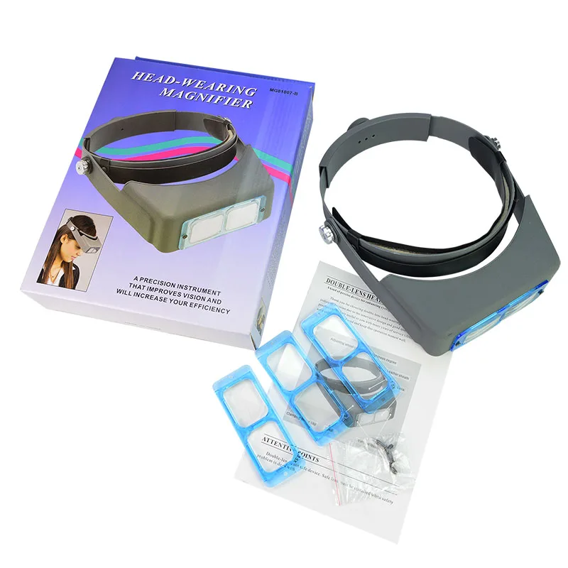 MG81007-B Head Band Magnifier Visor with 4 Real Glass Optical Lens