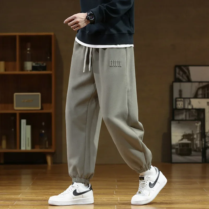 Men's Jogger Pants Baggy Gray Loose Wide Sports Sweatpants Men Harem Pocket Black Sportswear Cotton Trouser Male Large Size