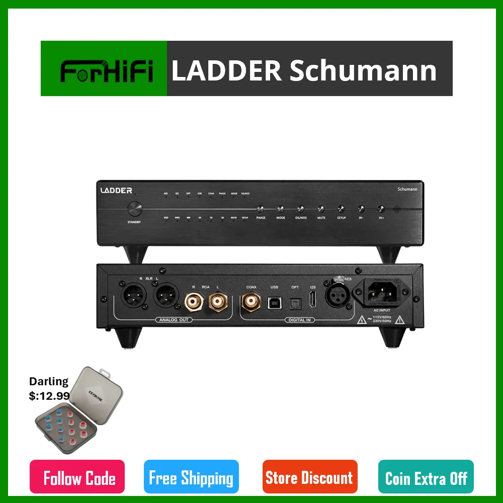 

LADDER Schumann DAC HIFI USB DSP Coaxial OPT AES Resolution Audio Decoder