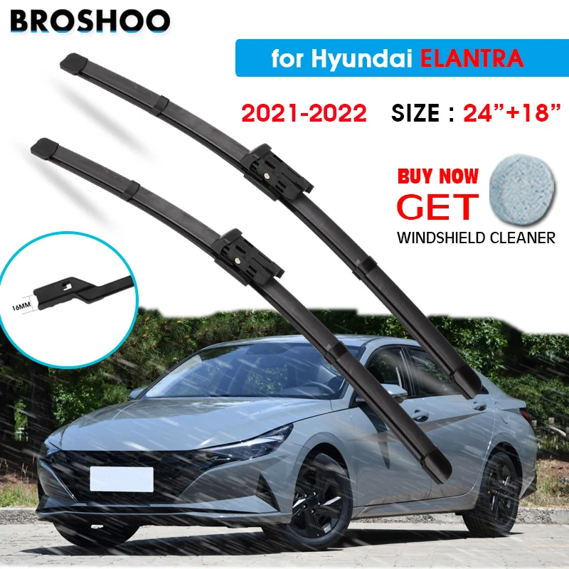 

Car Wiper Blade For Hyundai Elantra 24"+18" 2021-2022 Auto Windscreen Windshield Wipers Blades Window Wash Fit Push Button Arm