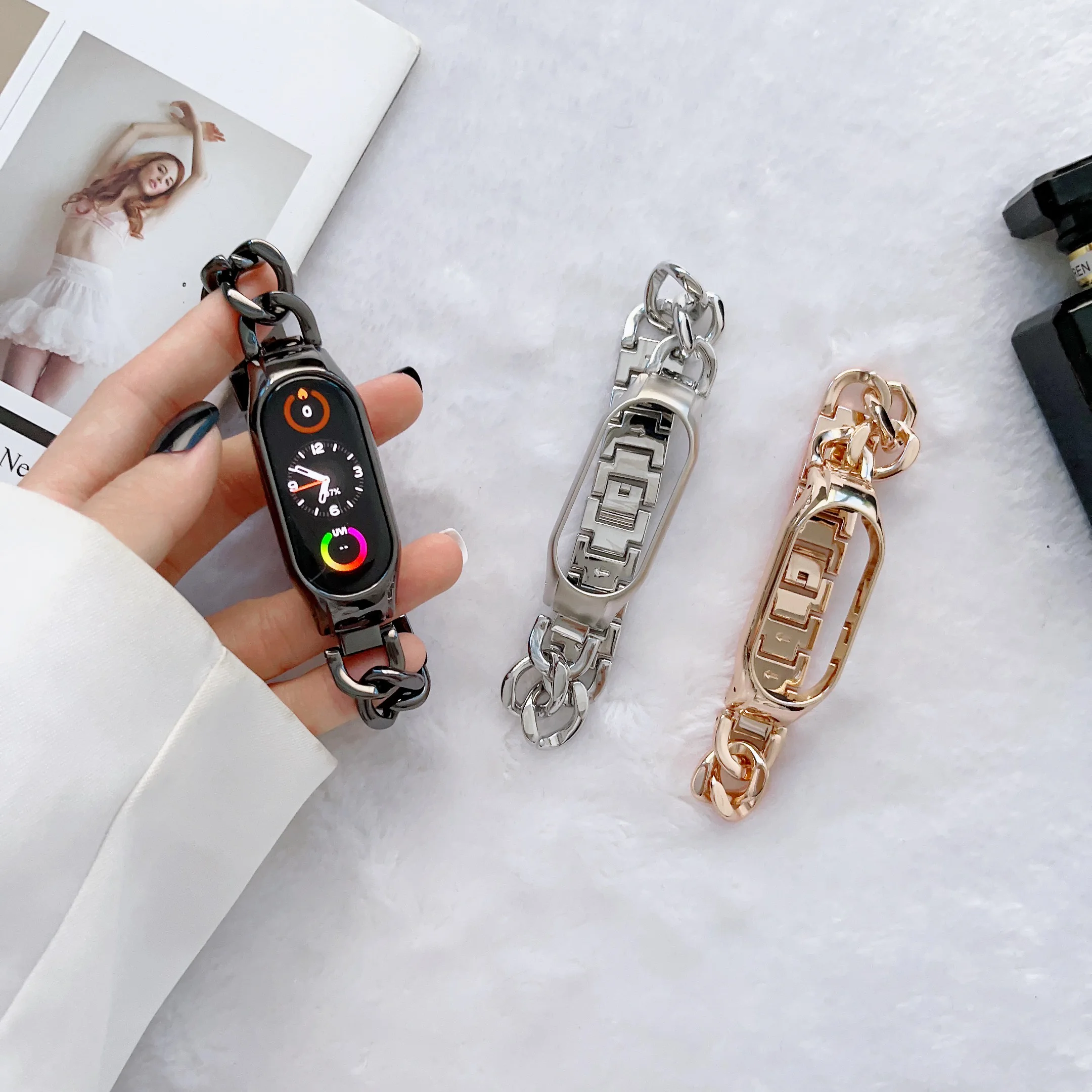 Metal Strap for Xiaomi Mi Band 8 7 6 5 4 Stainless Steel Miband 8 7 Replacement Bracelet Wristband for Xiaomi Mi Band 4 5 6 Belt