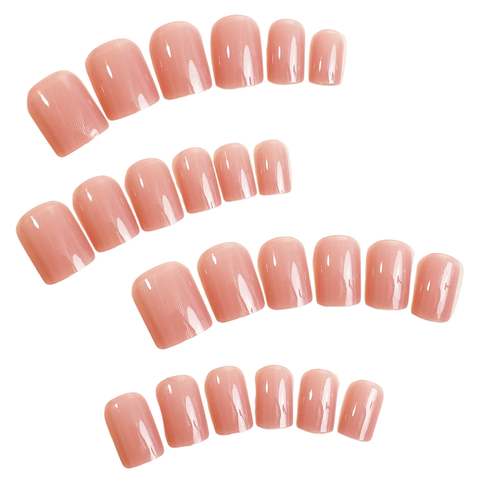 

Short Solid Color Artificial Nail Smooth Edge Gentle Pink Nail with Adhesive Tab for Fingernail DIY Decoration