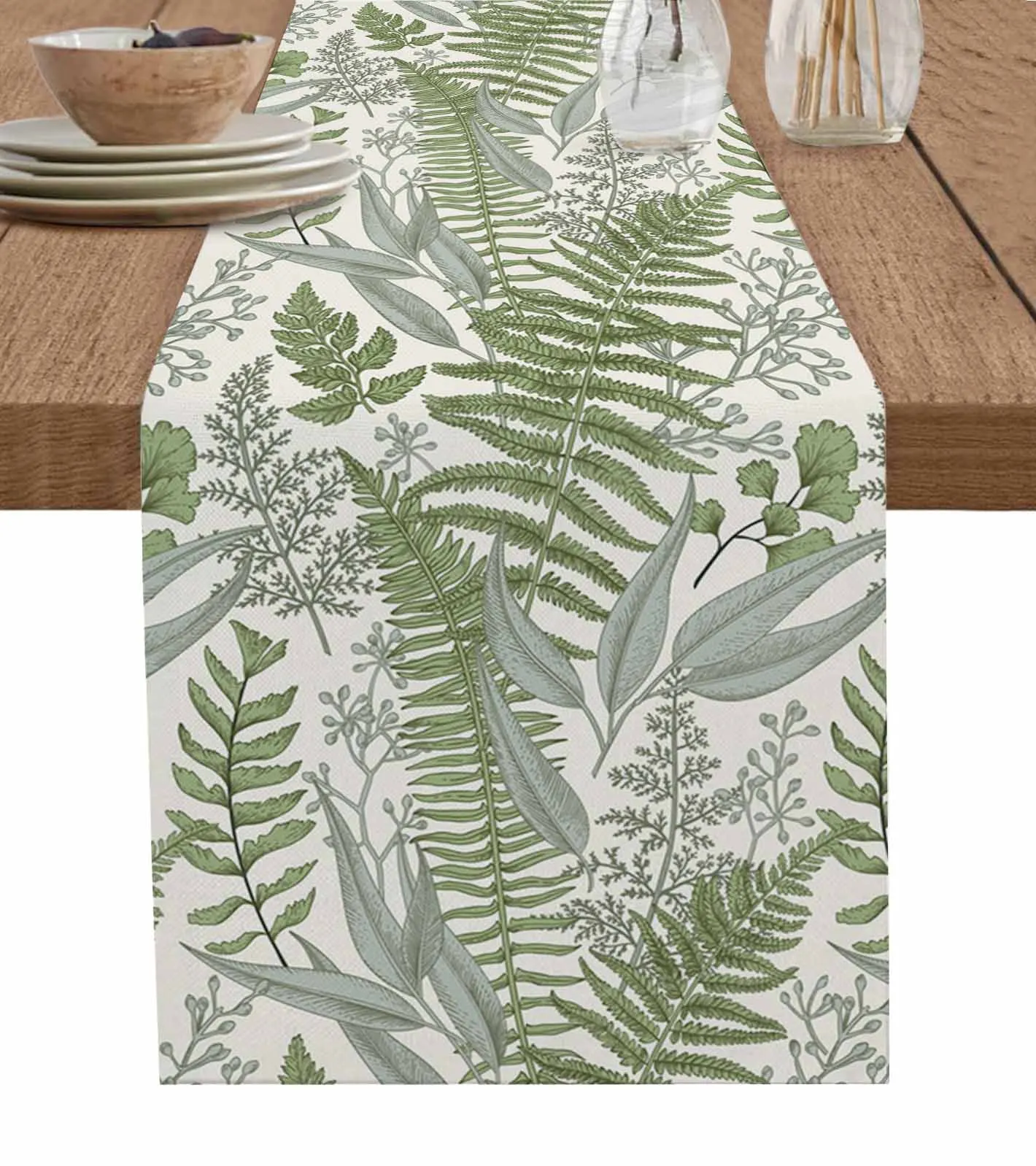 

Vintage Herbs Table Runner Cotton Linen Wedding Decor Tablecloth Home Dinner Table Decor Table Runner