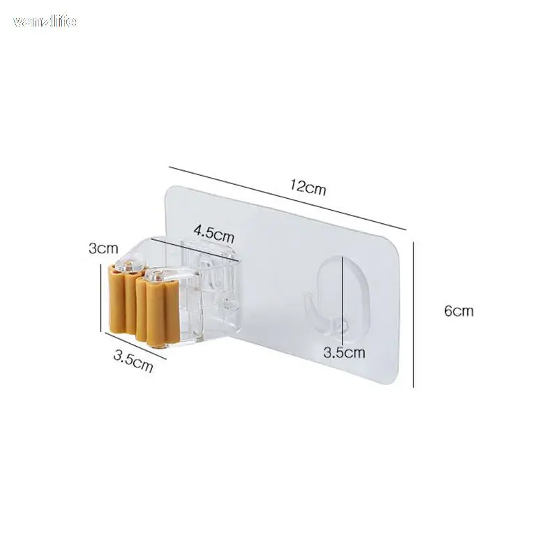 vanzlife Bathroom Wall Hanging Mop Rack Household Strong Paste Mop Hook Broom Storage Card Slot Clip Storage Rack