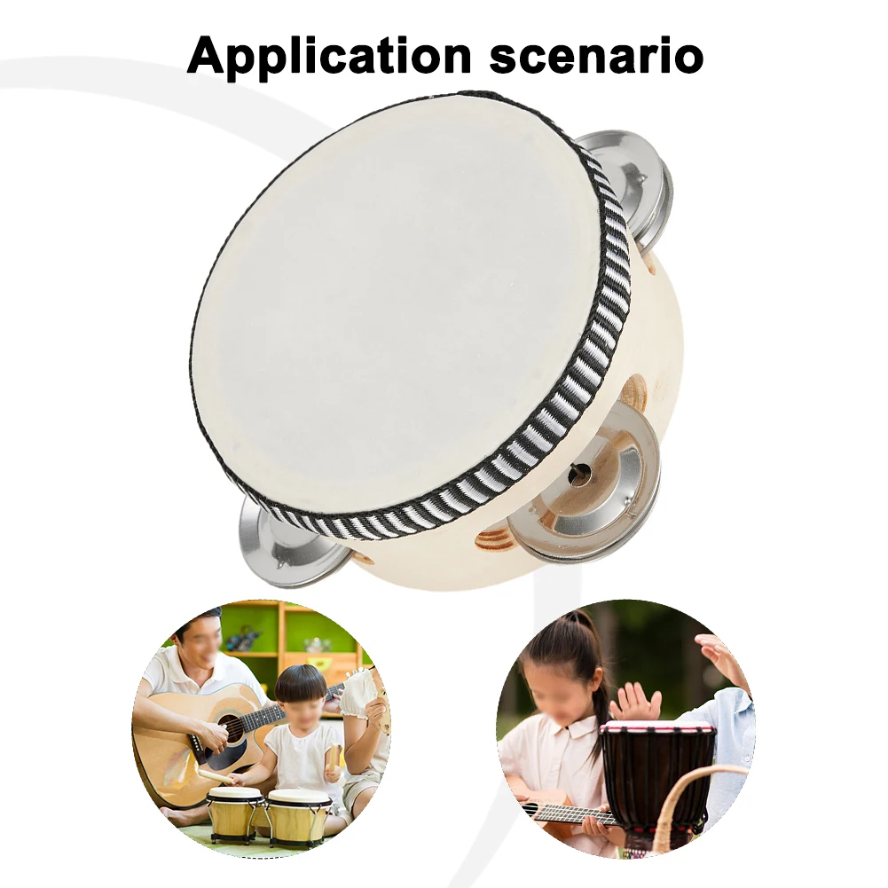 Instrument Tambourine For Dance Concerts 4/6/8/10 Inch Original Wood Color Premium Wood Polyester Drumming Toy Tambourine 1PC Hand Tambourine