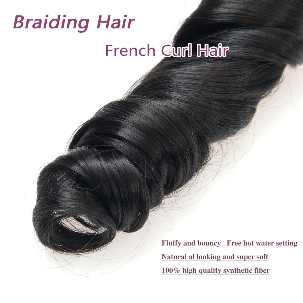 French Curls Braiding Hair 12/16/24Inch Synthetic Spiral Curls Braids Hair Extensions For Women Pre Stretched Loose Wave 4