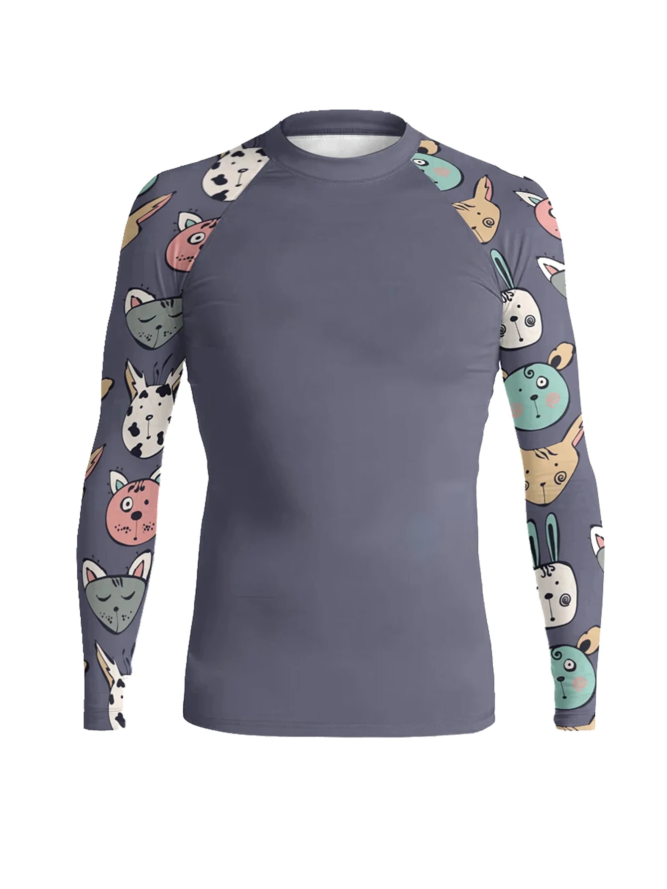 Men Long Sleeve Quick-drying Top Rash Guard Surf Shirts Swimming Rashguard Shirt Swimsuit UPF 50+ Beachwear
