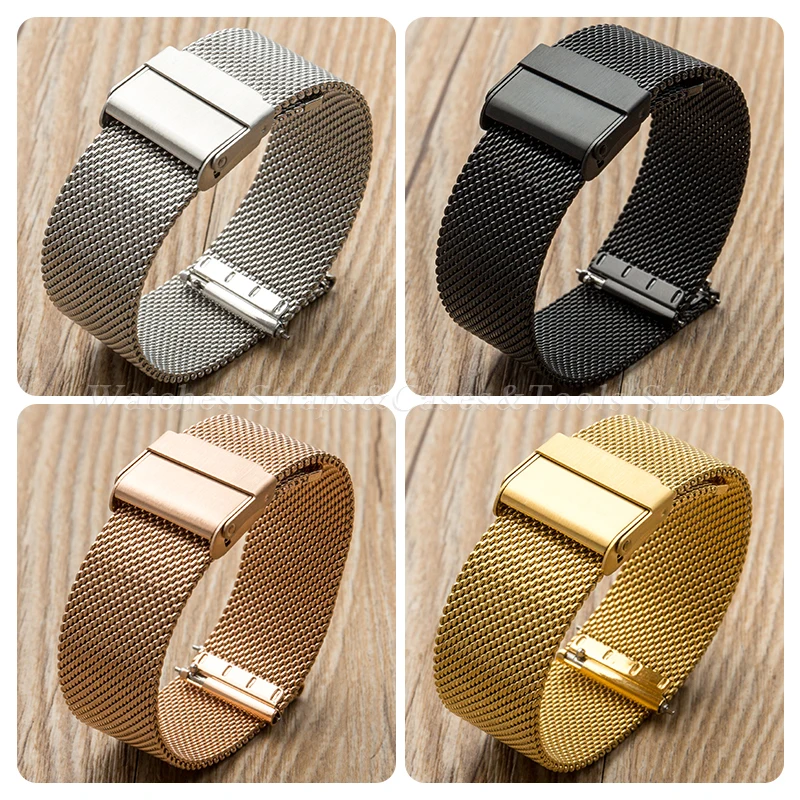 Premium 0.6mm Milanese Stainless Steel Mesh Watch Band - Quick Release Strap