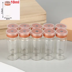 Set of 10 Leak - Proof Glass Vials with Dust - Resistant Rubber Stoppers and Aluminum Caps (Various Sizes) (10ML 10Pcs)