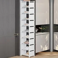 1pc 10-tier Shoe Rack, Steel Frames & Fabric Interlayers Storage Shelf for Entryway Hallway Living Room, Simple Shoe Organizer 1
