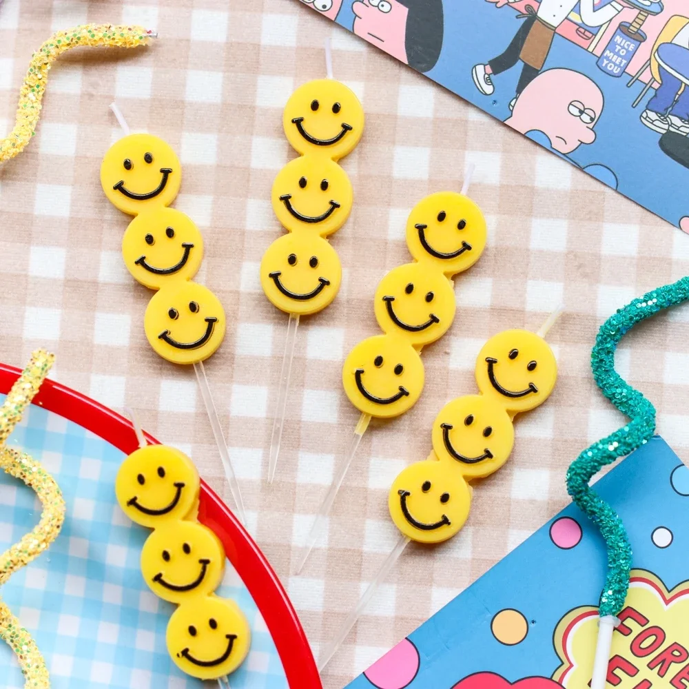 Decorazione Torta Crema Candele Creative Candele Sorriso Retrò Smile String Candele Per Feste Di Compleanno Ornamenti Da Tavola Da Dessert