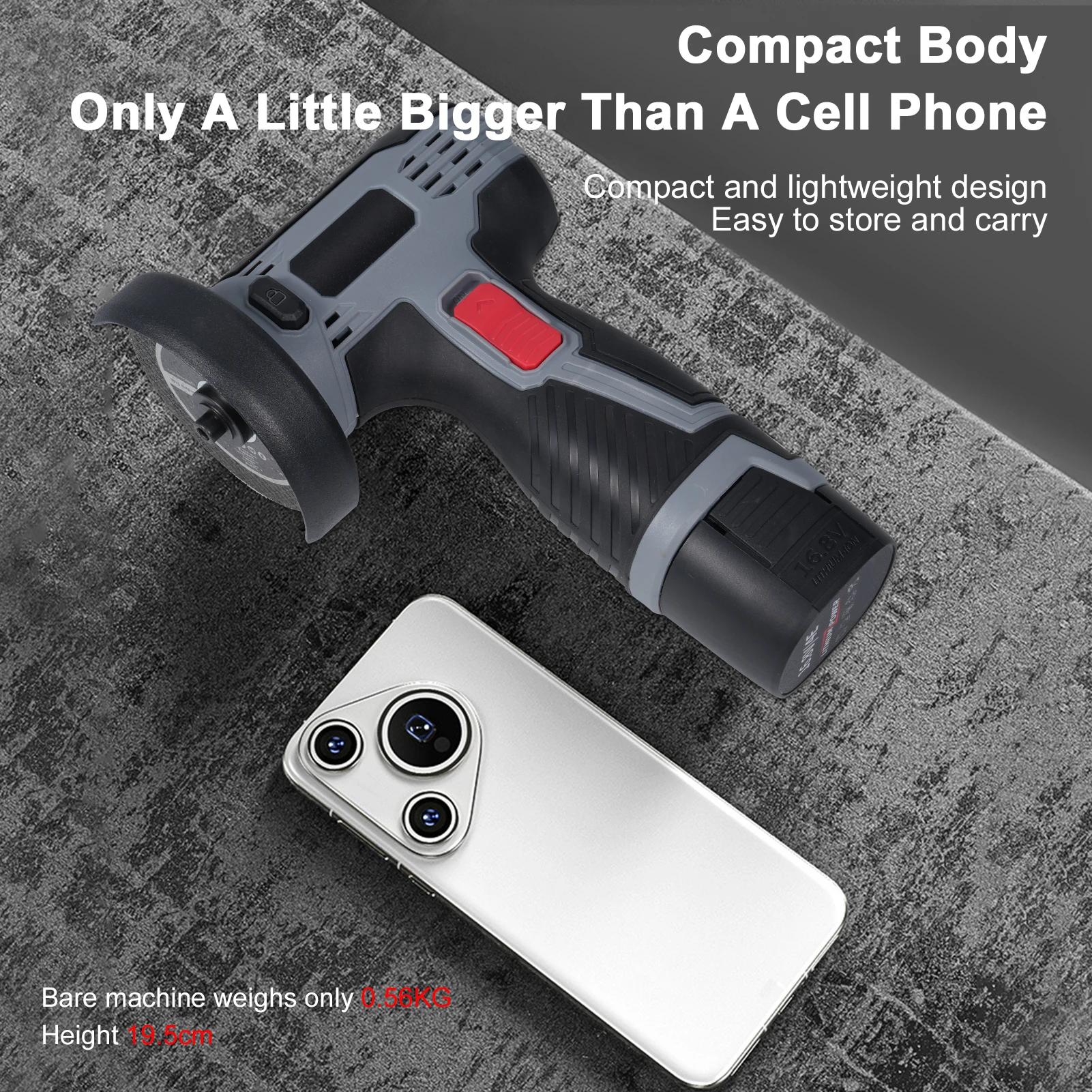 Brushless Angle Grinder 28000RPM Cordless Angle Grinder Electric Grinding Tool Mini Angle Grinder with 16.8V 2*1500mAh Battery