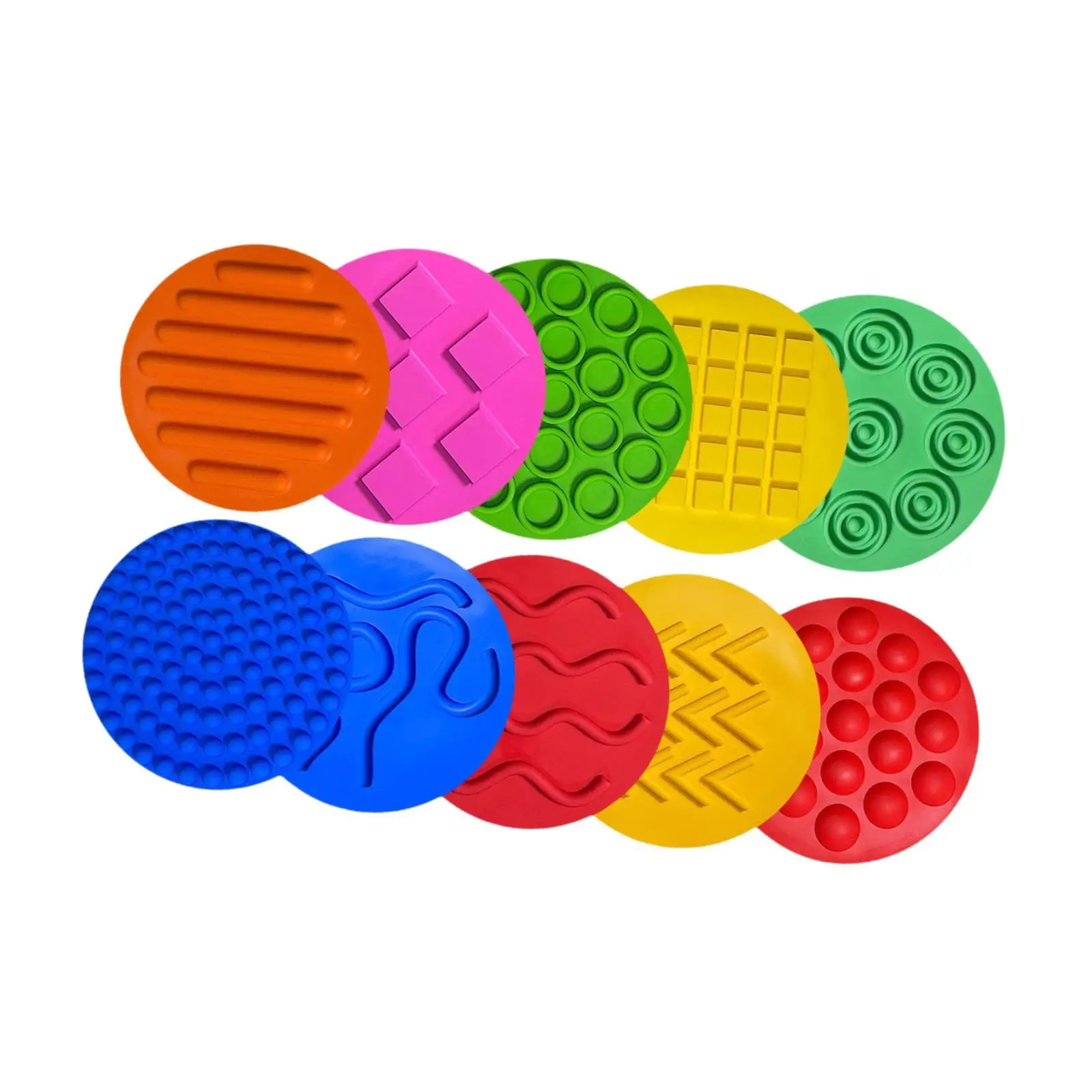 10x Sensory Silicone Mats Sensory Toys Textured Early Learning Play Sensory Discs Mat for Children Boys Girls Activity Game Home