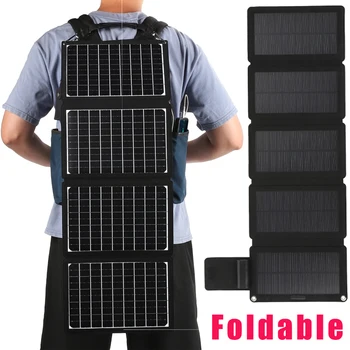 Foldable Solar Panel - Portable Plate Charger USB Full Time Power Solars Panels for Phone PowerBank Mobile Emergency Supply 1