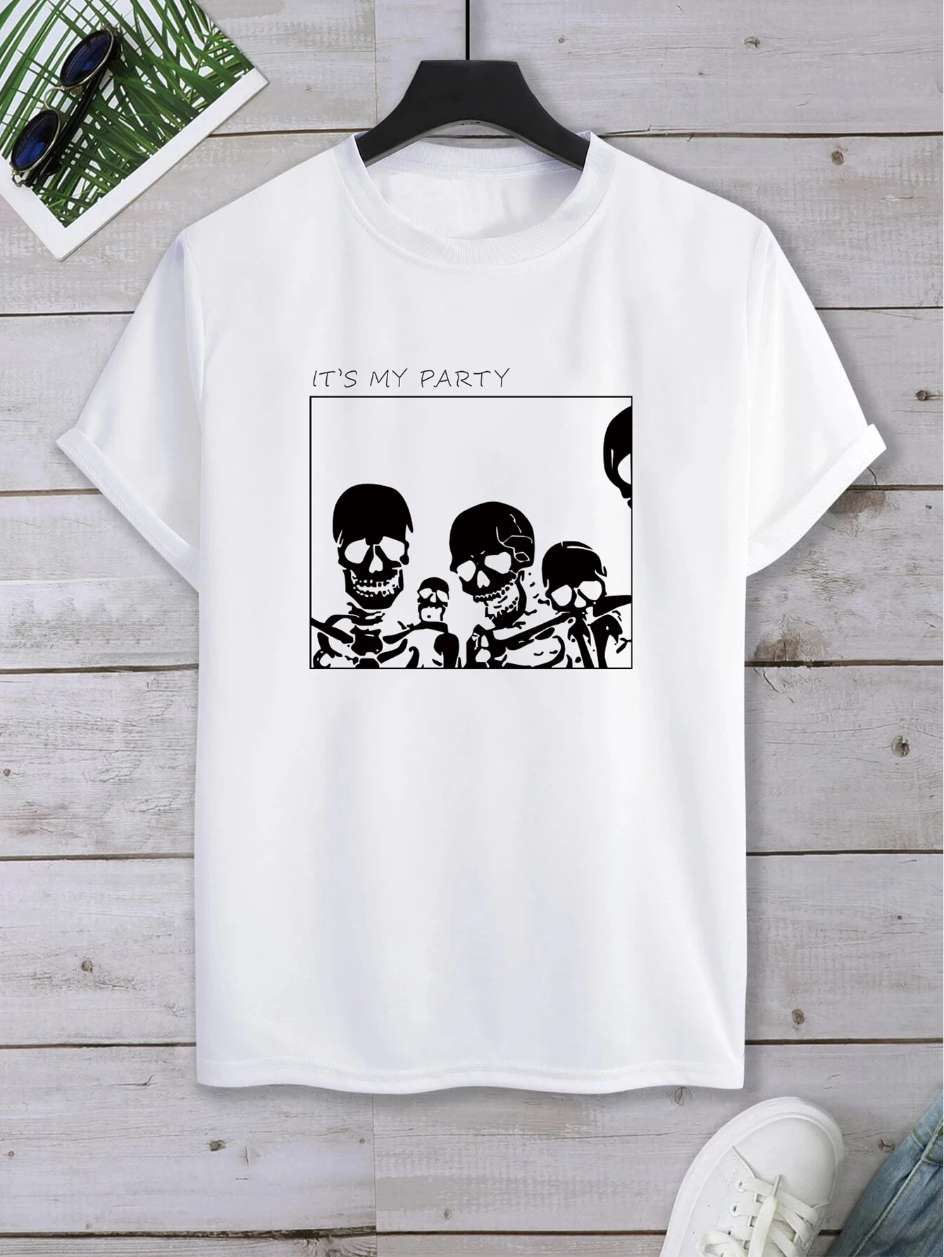 Men's Skull Graphic Loose Casual Short Sleeve Couple T-shirt_voghion.com