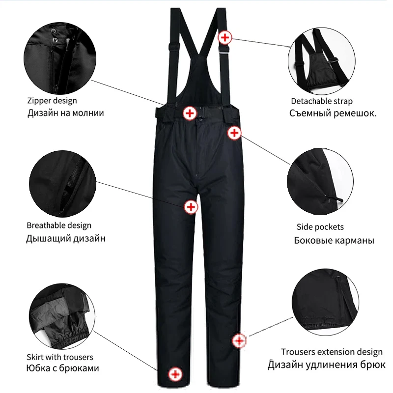Women's Ski Suit Brands Windproof Waterproof Thicken Warm Snow Coat Winter Skiing And Snowboarding Jacket and Pants Set ski jacket women ski pants
