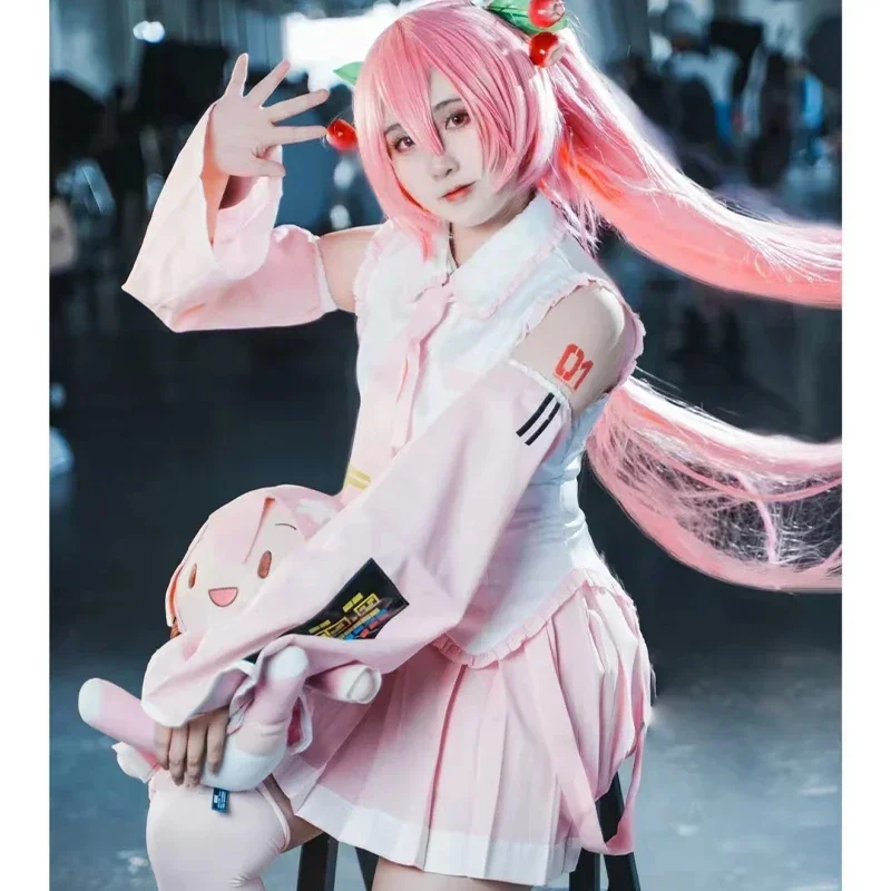 anime-beginner-future-sakura-vocaloid-miku-pink-midi-dress-cosplay-costume-girl-skirt-wig-uniform-women-carnival-party-dress-up
