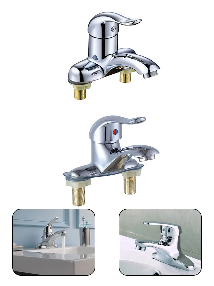 

Faucet Stopcock Double Hole Basin Hot And Cold Water Bathroom Kitchen Sink Mixing Valve Switch Ceramic Valve Core 10.5x14.1cm