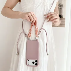 Lanyard Case with Adjustable Cord Strap - Soft Silicone Phone Cover - iPhone Air (Sand pink)