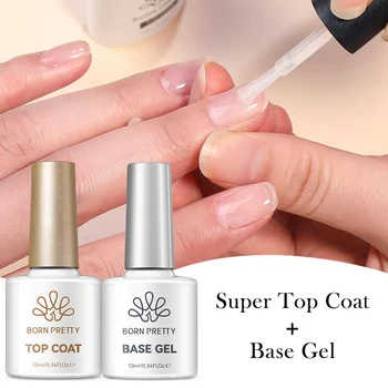 BORN PRETTY 10ml Base Gel Top Coat Gel di Gomma Gel di Rinforzo per Unghie Strumenti Soak Off UV LED Vernice per Unghie Funzione Gel