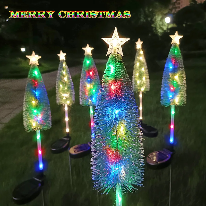 

LED Solar Christmas Tree Decor Solar Lights Outdoors Waterproof Lawn Garden Patio Porch Landscape Lamps Decorative Floor Lights