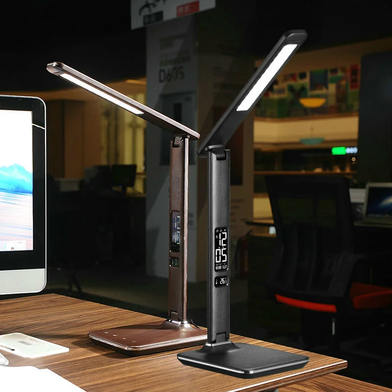 オフィスやビジネス用のモダンなレザーledライトusb充電ポート付きの8w3色温度