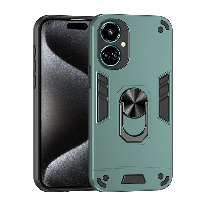 Full Body Rugged Protective Phone Cover with Magnetic Ring Stand and Armor Design