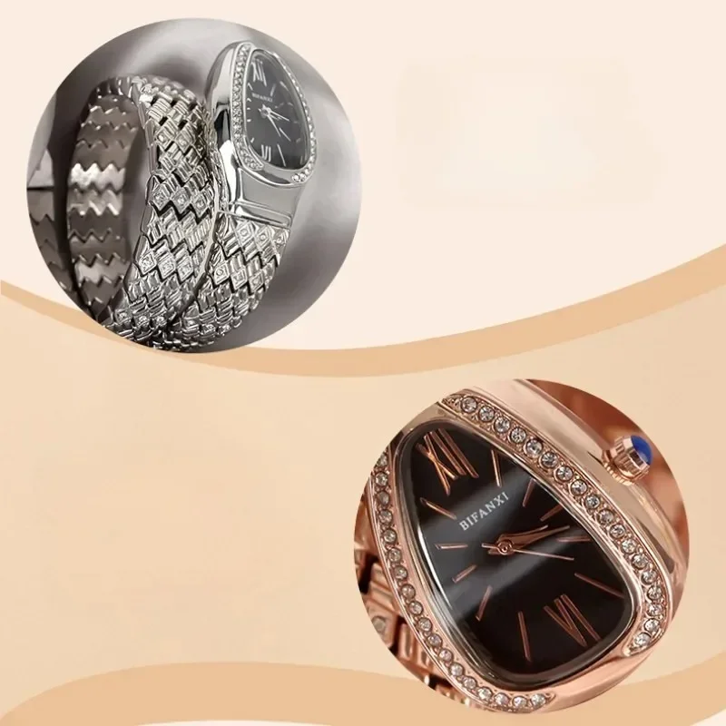 Snakelike bracelet watch winding fashion quartz watch small dial studded luxury niche temperament women's women watches electronic watch