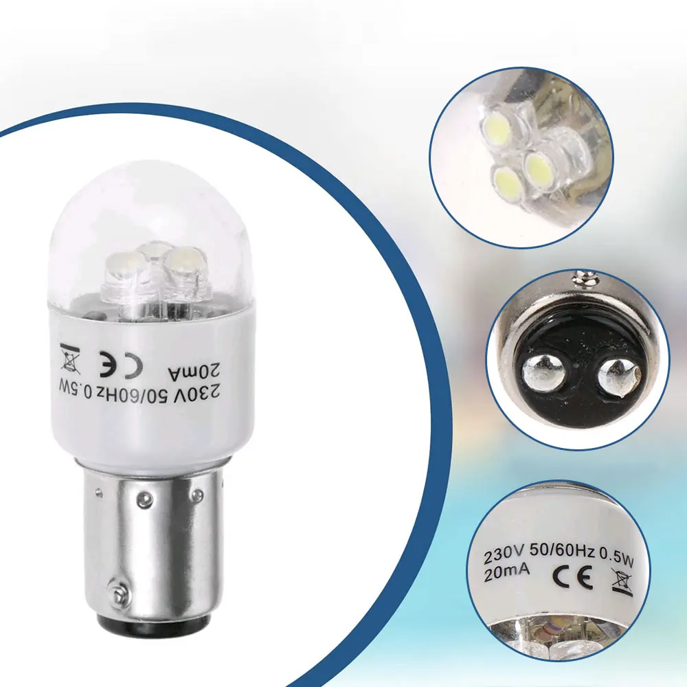 1Pc BA15D E14 Sewing LED Bulb Home Household Sewing Machine Parts For Singer Juki Pfaff Janome Brother AC 190-250V 0.5W 47-63Hz