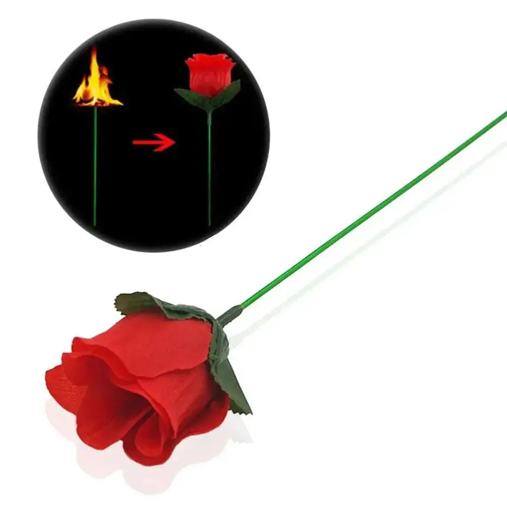 Flame To Rose Appearing Magic Flower Torch To Flower Magic Trick Professional Magician Bar Illusion Props