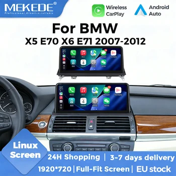 MEKEDE Radio para coche con sistema Linux de 10,25 pulgadas, CarPlay inalámbrico, Android Auto para BMW X5 E70 X6 E71 2007-2014, sistema CCC CIC, pantalla táctil QLED, radio para coche, navegación GPS, unidad principal, compatible con control del volante, IDrive, BT, WIFI 1