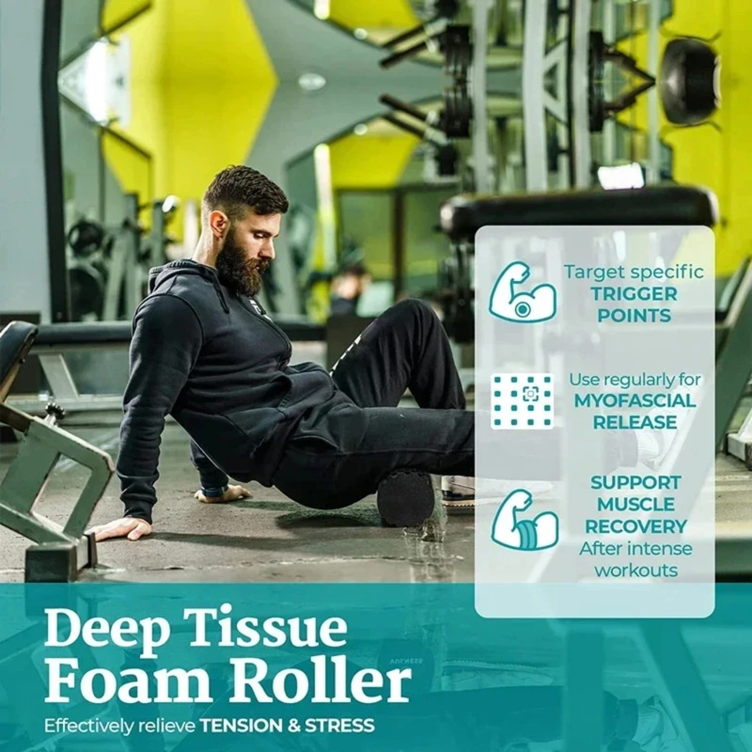 Enhanced Premium High Density Ultimate Muscle Relief Foam Roller-Superior Comfort and Durability-Ideal 33cm Roller for Inten