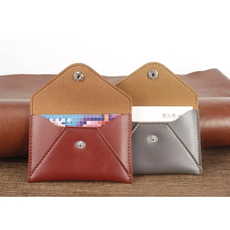 

New Fashion All-in-one Solid Color Business Card Bag with Zipper Pocket Card Multi-function Business Card