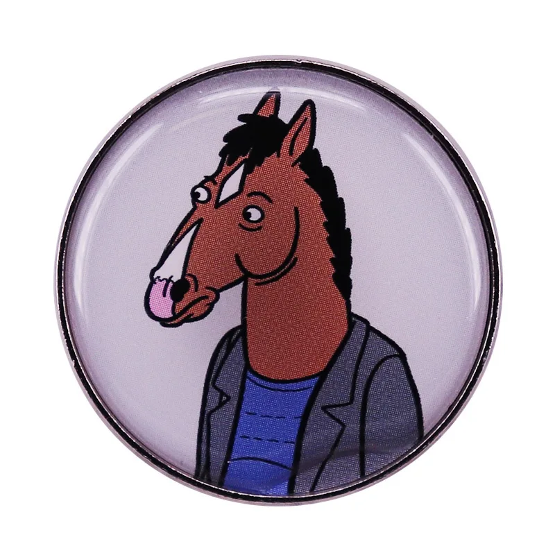 Adult Emotional Animation Horse And Male Badge Cartoon Anime Metal Brooch Backpack Jeans Pin Decoration Fashion Jewelry Gift