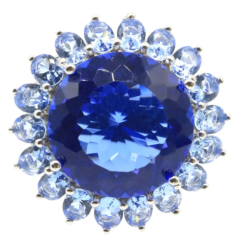 12g Big Heavy Customized 925 SOLID STERLING SILVER Ring Kunzite Tanzanite Swiss London Smoky Iolite Mystical Violet Topaz Sz 6-1