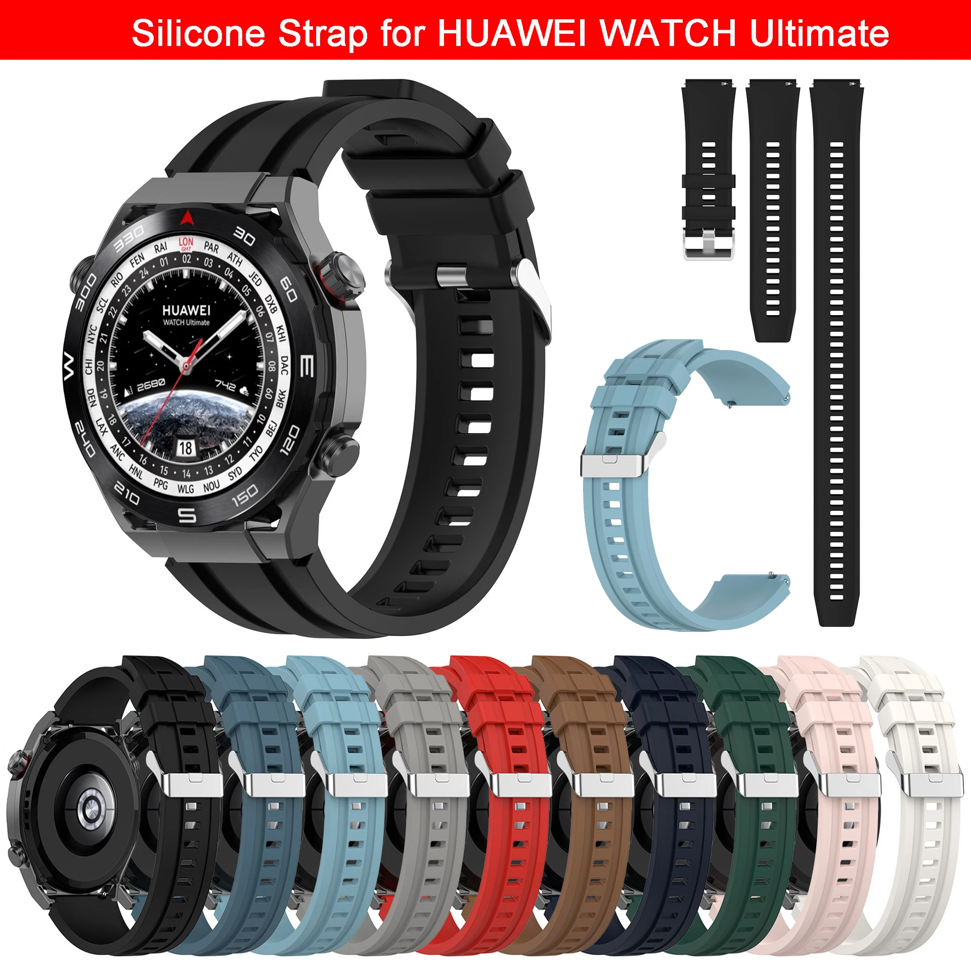 Silicone Strap for HUAWEI WATCH Ultimate Bracelet Replacement Watchband for Huawei Ultimate Watch/Official Same Style Wristband 22mm official style silicone strap for huawei watch gt watchband bracelet replacement wristband for huawei watch gt 2 2e pro