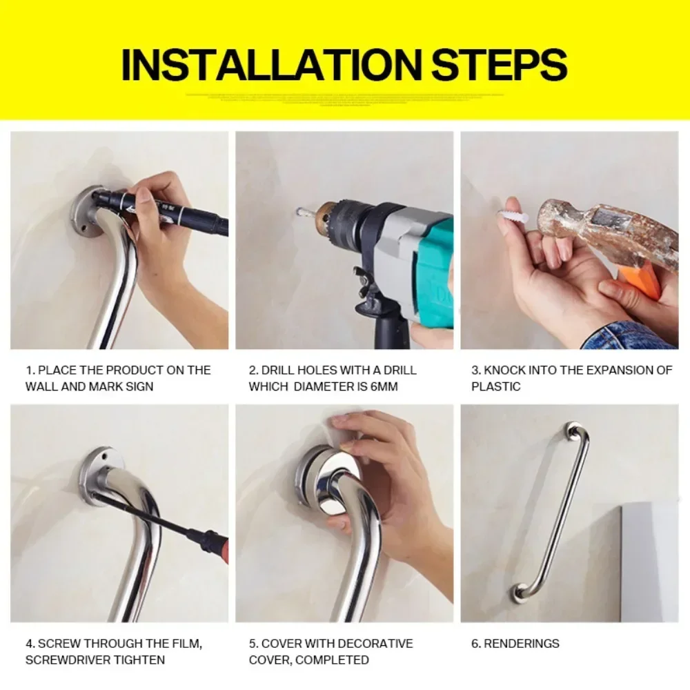 Bathroom Handrail 1/2pcs 30/40/50cm Stainless Steel Bathroom Tub Toilet Grab Bar Shower Safety Support Handle Towel Rack
