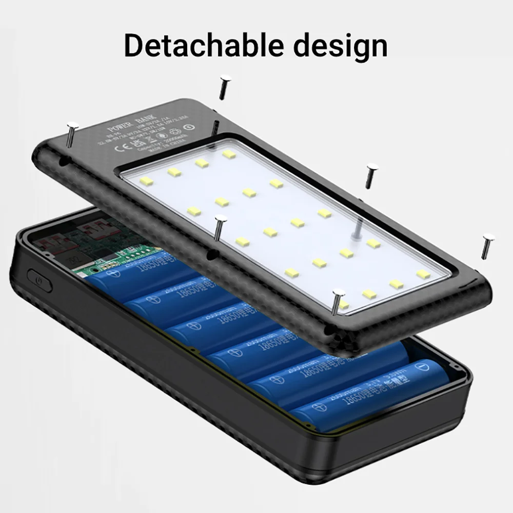 Custodia Power Bank 6*18650 da 20000mAh con Doppia USB, Scatola Batteria Power Bank, Caricabatterie per Telefono, Guscio DIY Rimovibile, Kit Custodia per Ricarica e Stoccaggio - immagine 3
