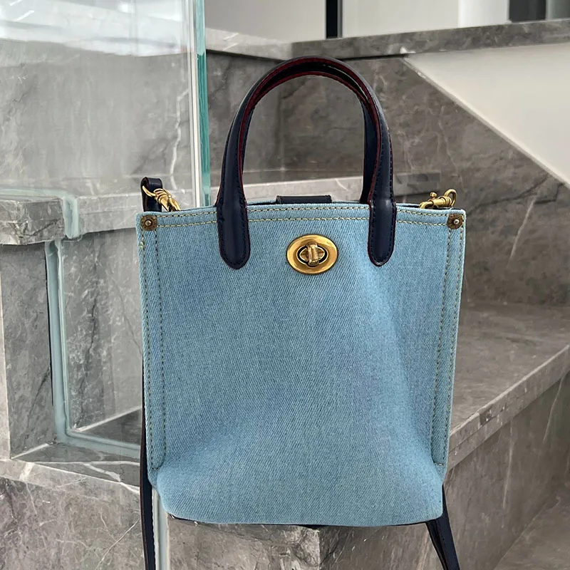 Spring And Summer New Mini Denim Bag Fashion Retro Handbag Denim Blue Crossbody Bag Korean Version Vegetable Basket Bag