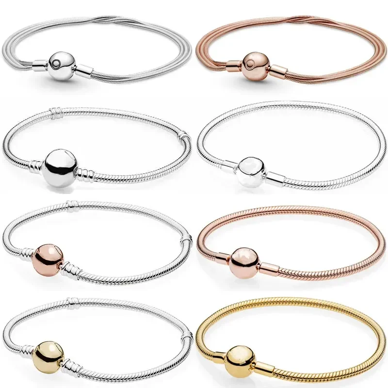 

2024 Hot Selling Women's Classic 925 Sterling Silver Bracelet Original Charm Ring Earrings DIY Gift Luxury Jewelry Necklace