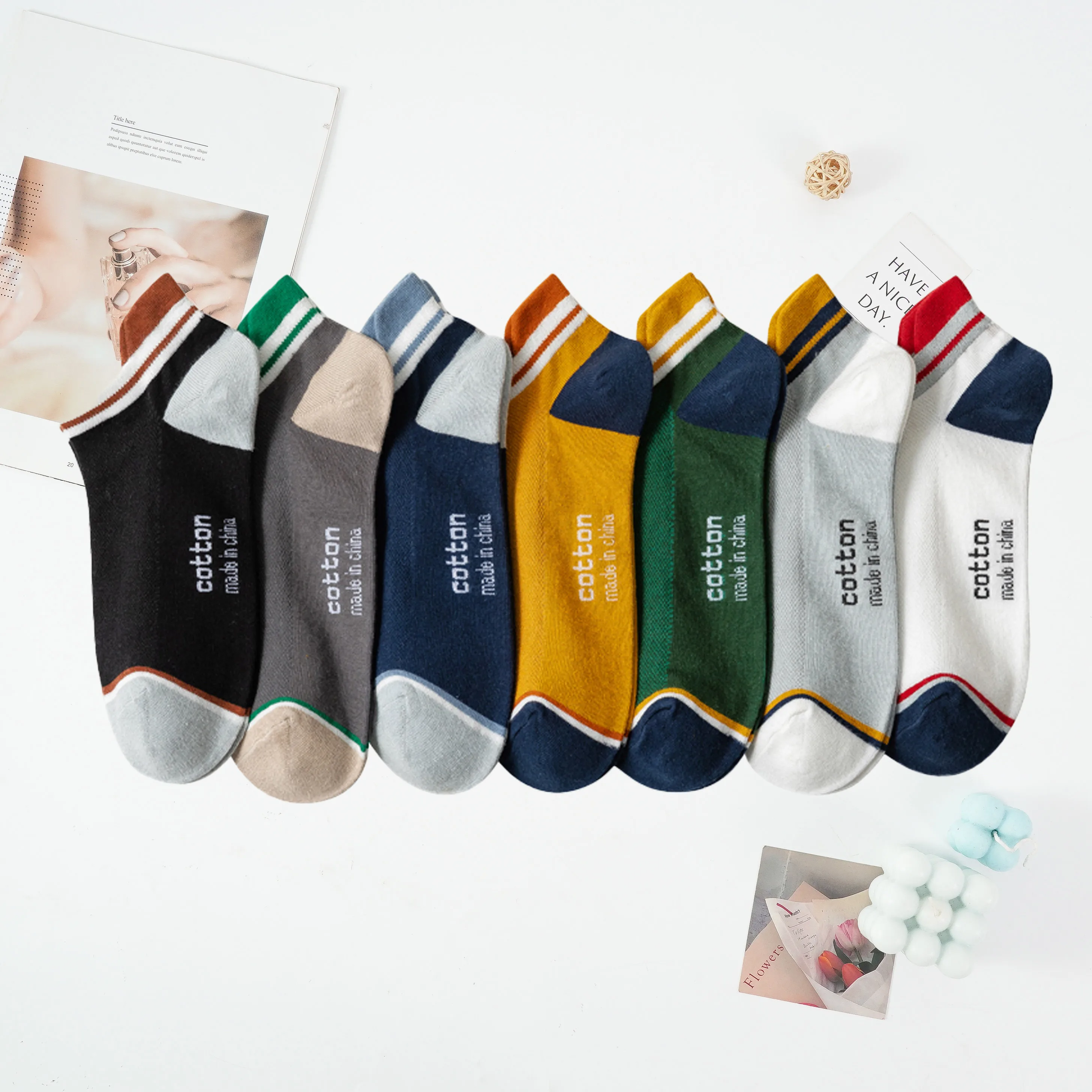 4 Pairs High Quality Men Ankle Socks Breathable Cotton Low Short Casual