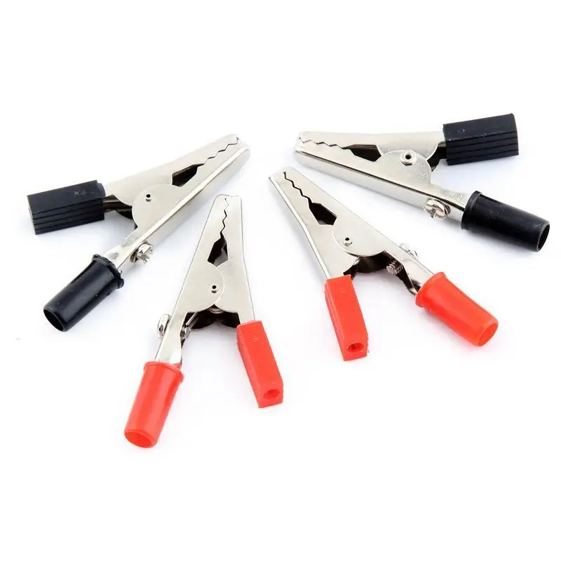 Insulated Crocodile clip 1/2/5pcs Plastic Handle Cable Lead Test Charging Clamp Metal Crocodile Clamp Length 52mm, alligator clips,electric test clamp,test clip,test leads,electrical clamp