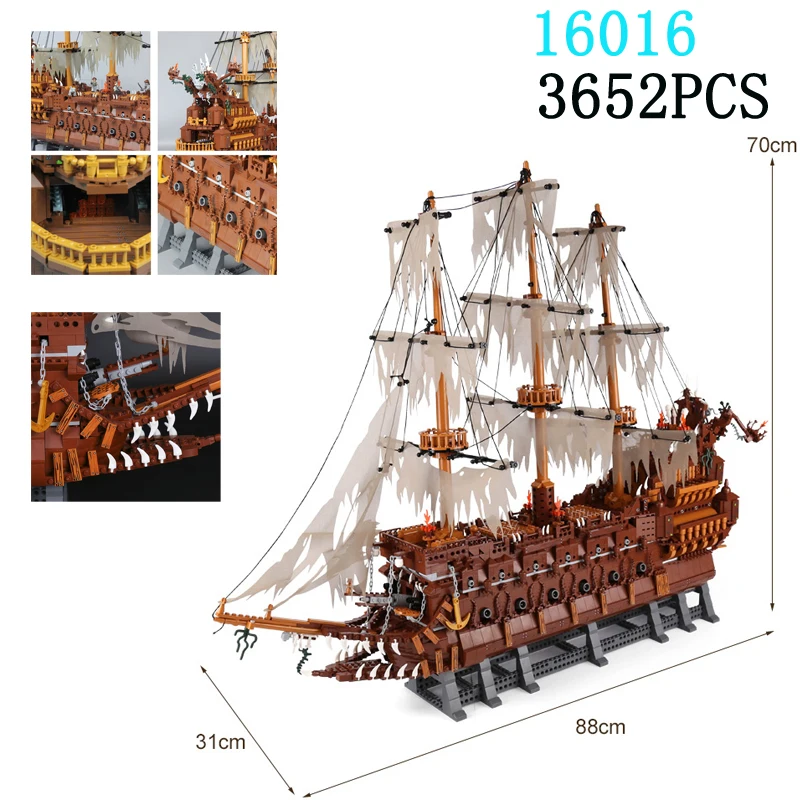 

16016 Flyings The Nether Lands Set Pirate Ship Pirates of the Boat Building Blocks Bricks Model Boat Black Pearl Queen Anne gift